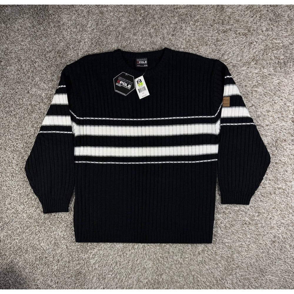 Southpole Vintage Y2K Streetwear Striped Knit Sweater Hip Hop Oversized XXL
